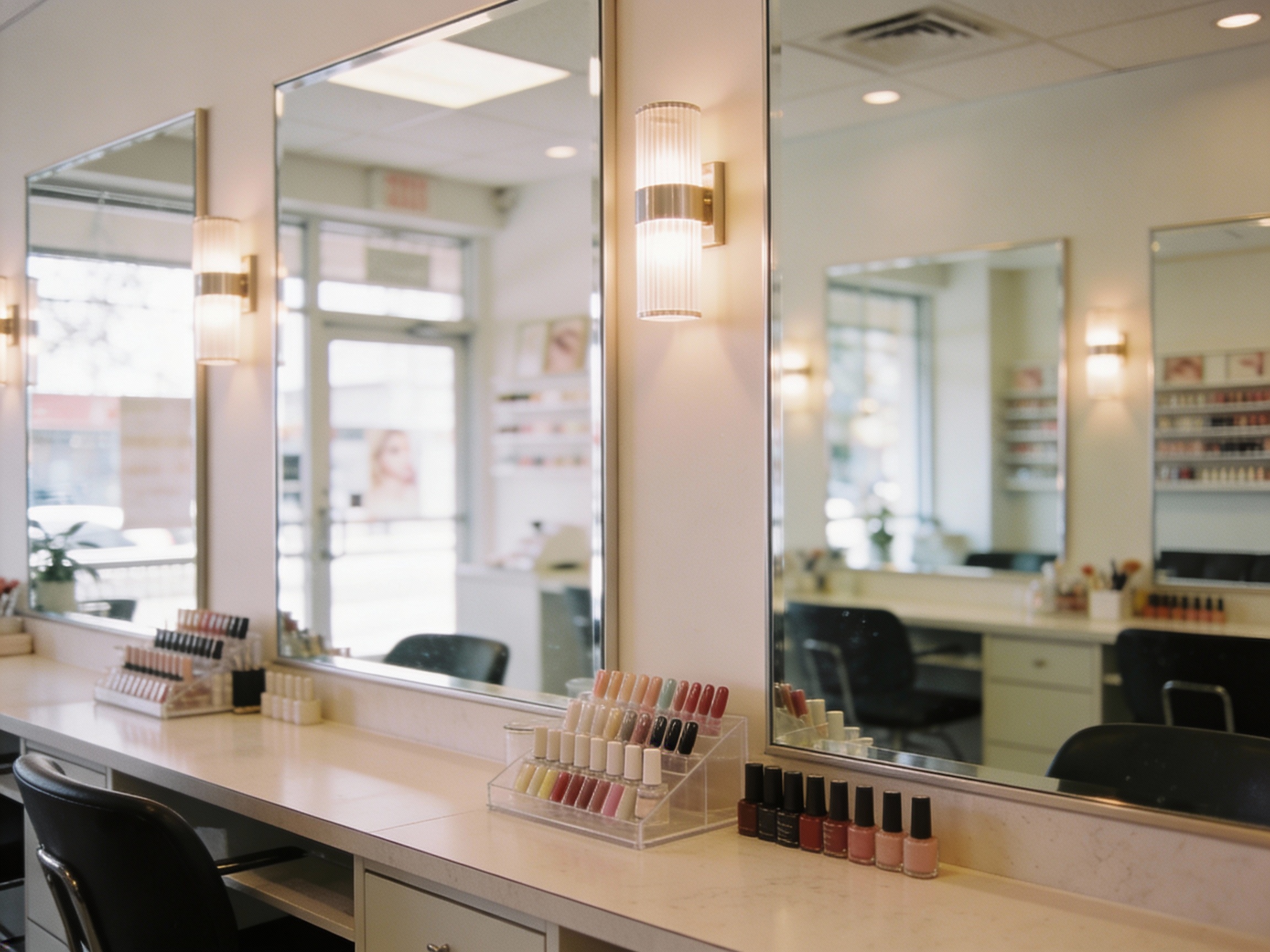 Salon chairs and mirror