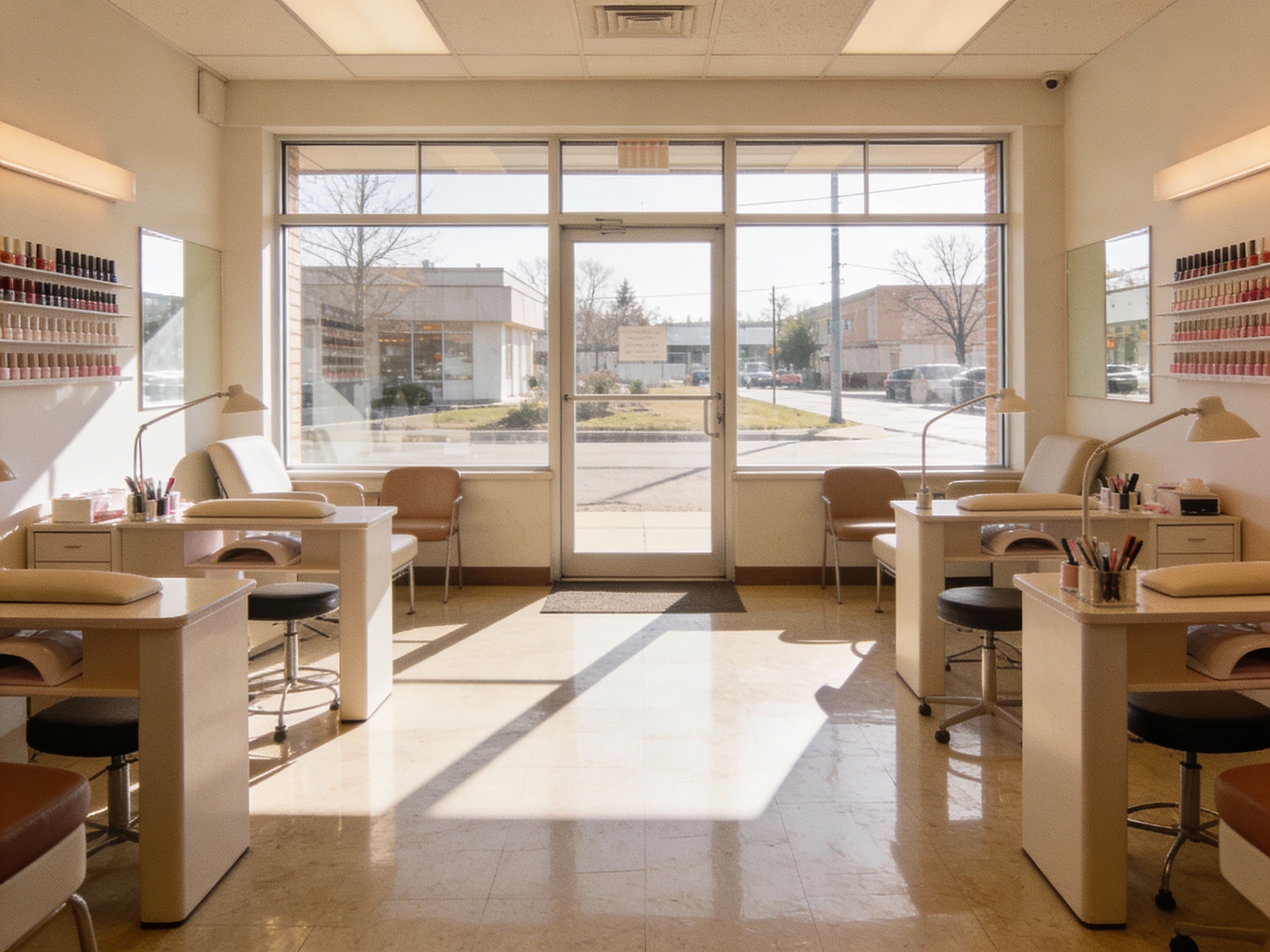 Luna Nail Studio inside view facing windows